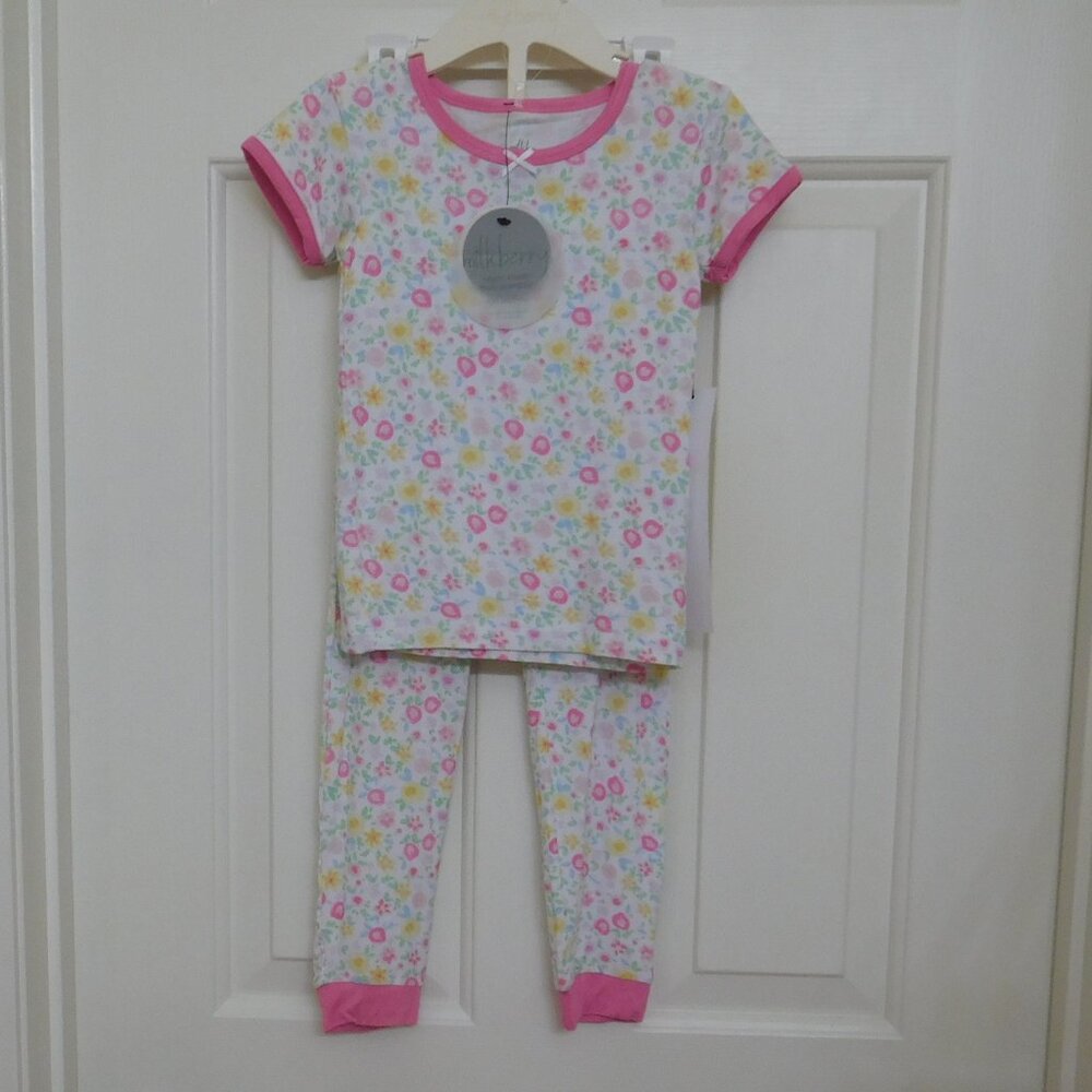 NWT 2pc Milkberry Floral Print Bamboo Top & Pants Pajamas sz 4t